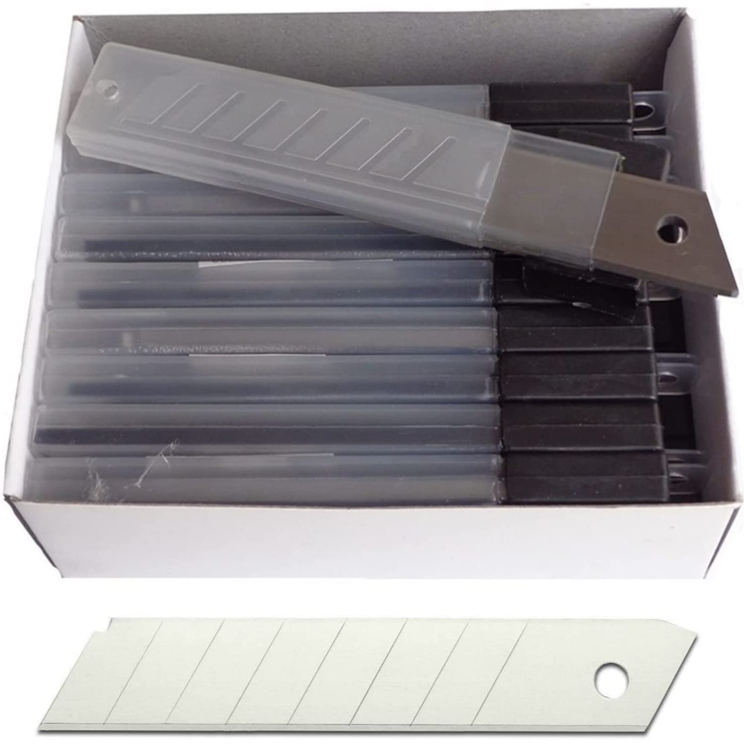100x Recambio Hojas de Cúter Profesionales 18 mm - Cuchillas de Alta Resistencia para Cúter Universal – Acero SK5 Ultrafilo – Repuesto para Cutter de Oficina, Taller, Construcción y Bricolaje