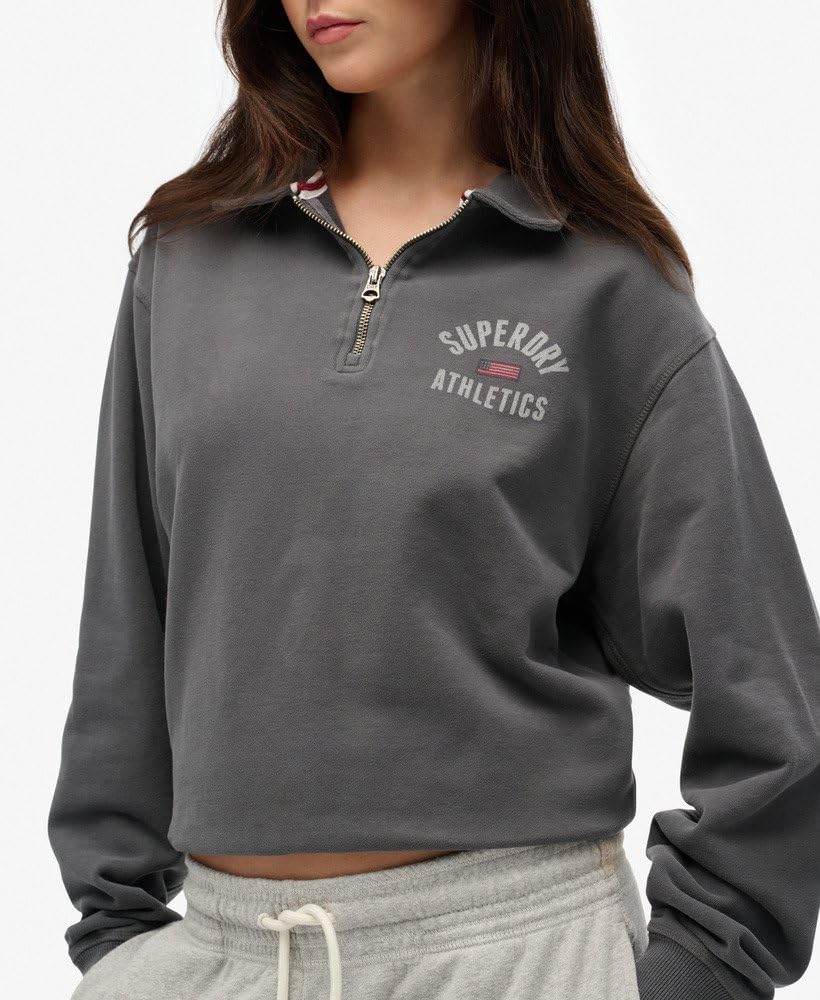 Superdry Athletic Collared sweter damski z zamkiem błyskawicznym antracyt 44