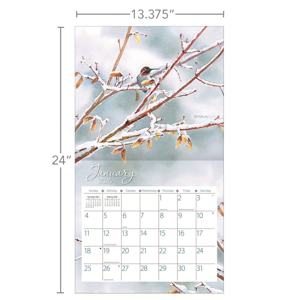 Lang, Calendario de pared 2026 de Colibríes por Susan Bourdet