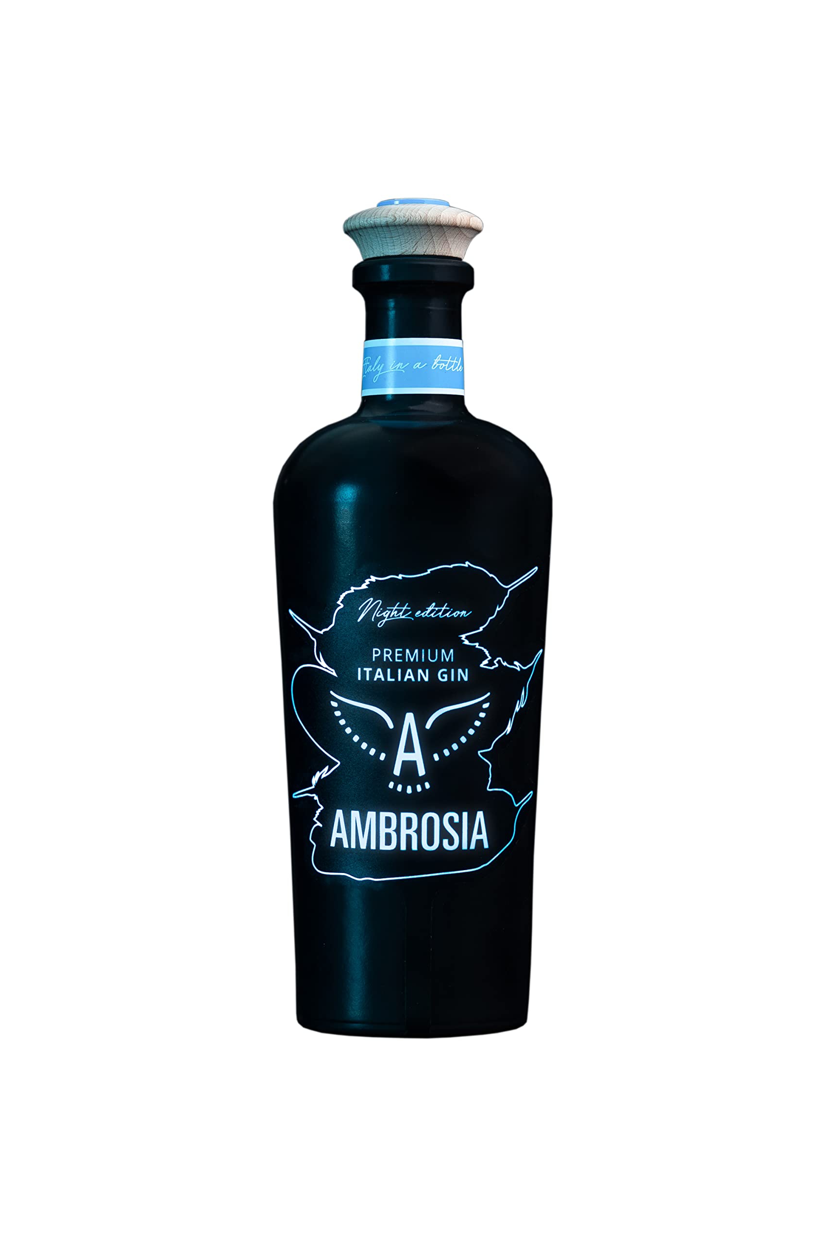 Ambrosia, Gin Distillato Night Edition, Etichetta Con Tecnologia LED, 4 Botaniche, 40% Vol., 70 cl