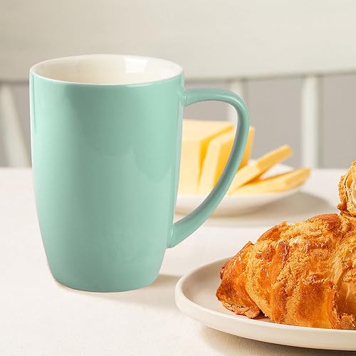 Miniatura 3 de homEdge Juego de tazas de porcelana, taza de 16 onzas para té, latte, moca, chocolate caliente, juego de 6, colores surtidos