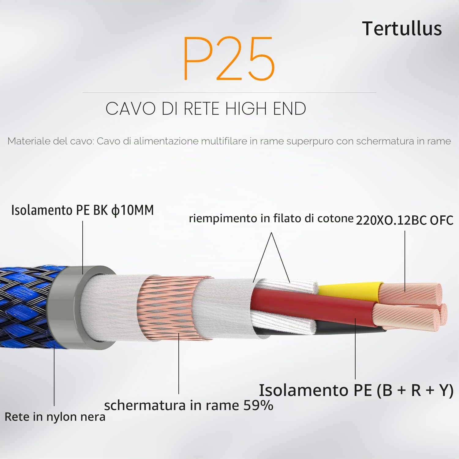 Tertullus Cavo di alimentazione HiFi C15 - Audio HiFi - Con spina Schuko e spina per dispositivi a freddo (P037, 1 m)