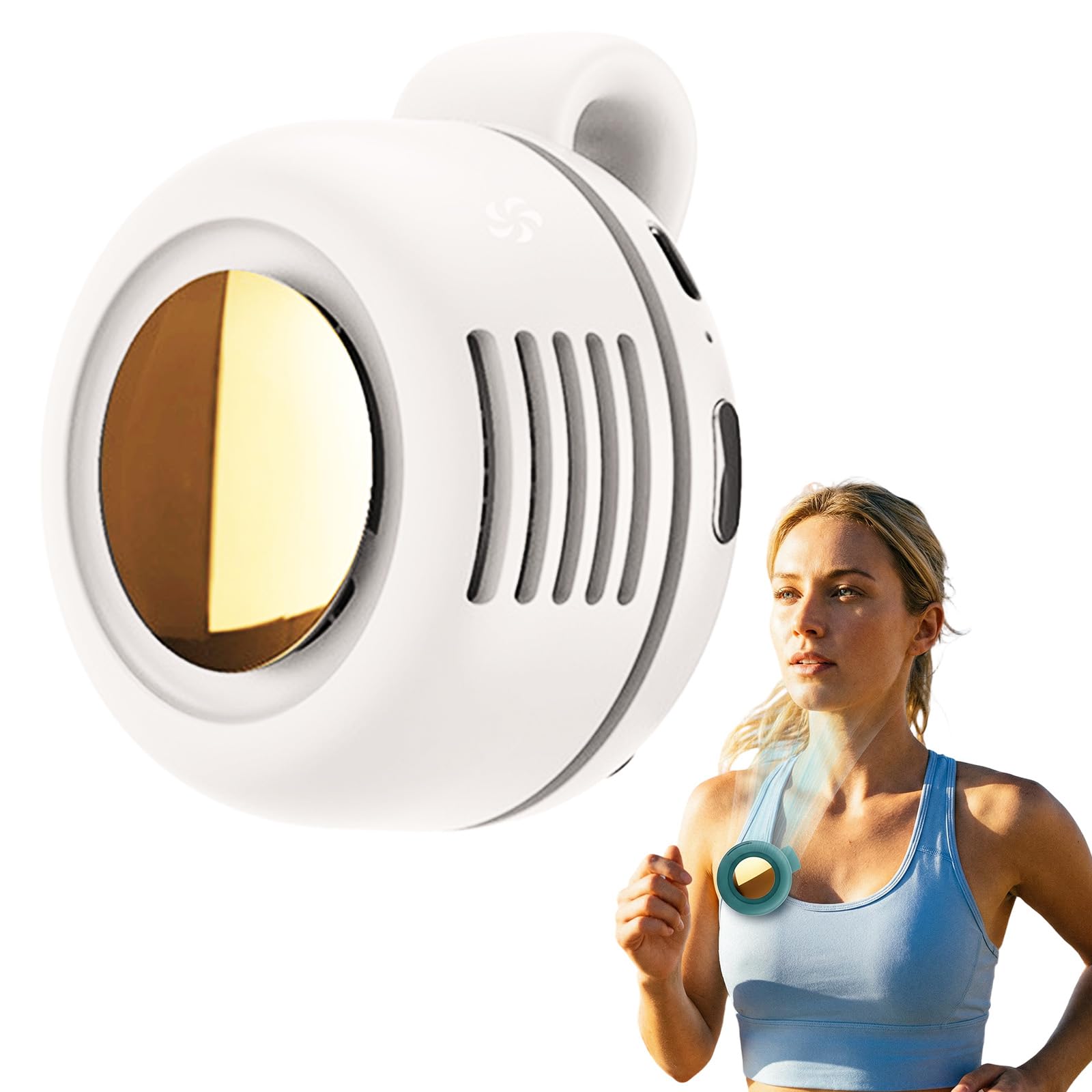 Silent Mini Bladeless Fan, 2026 New Clip On Fan for Clothes with 3 Fan Speeds, 360° Rotating Portable Silent Mini Bladeless Electric Fan, Rechargeable Clip-On Hands-Free Fans for Outdoor (White)