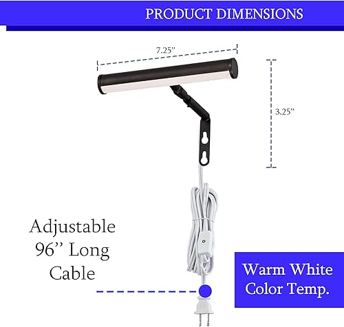 Miniatura 4 de Ciata Luz de imagen, luz de marco de fotos, luz LED de arte integrada de 7 pulgadas, 3000 K, luces de metal de 2 W (40 W equivalentes) para pared,