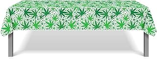 BOOGIE BEAR Marijuana Leaf Tablecloth, 21st Birthday Party Decorations, 420 Birthday, Dope Birthday Decorations, Plastic Disposable Rectangular Table Cover, Weed Leaf Sign, 7.25 x 4.3 ft, 2pcs
