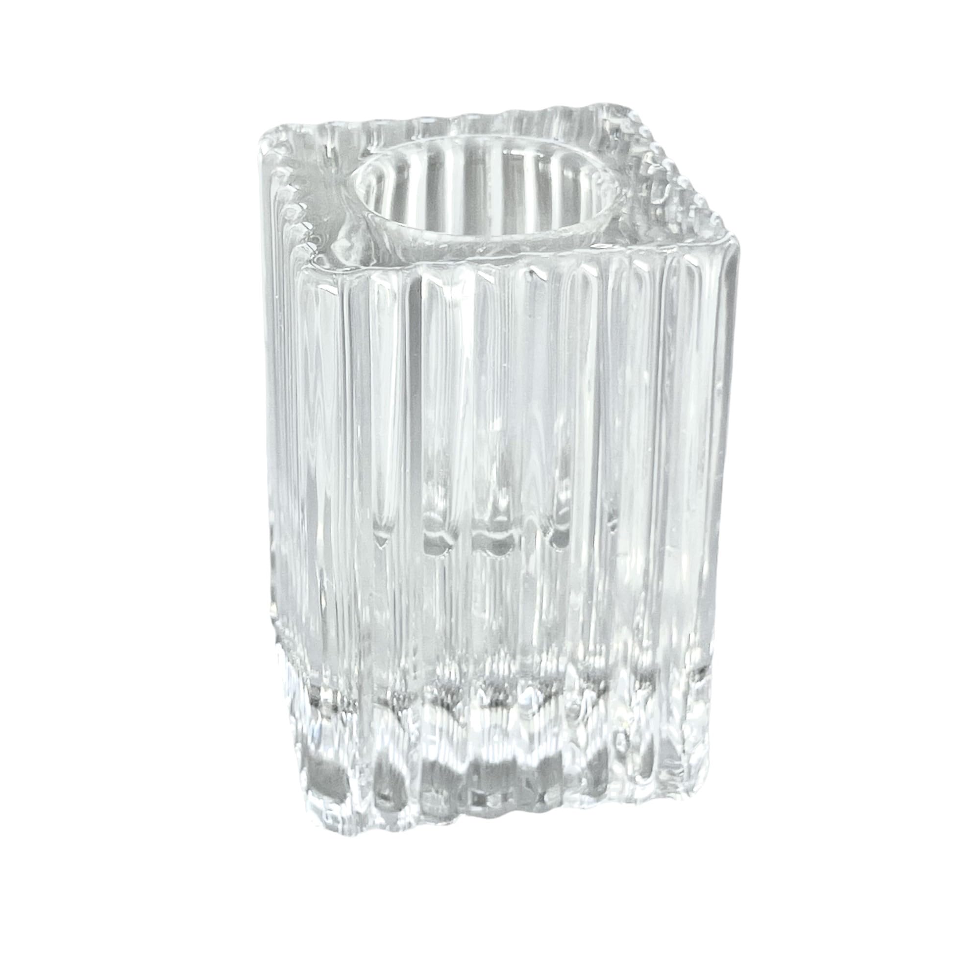 Sandra Rich Transparent Stripes Square Candle Holder Clear 10000-12-99