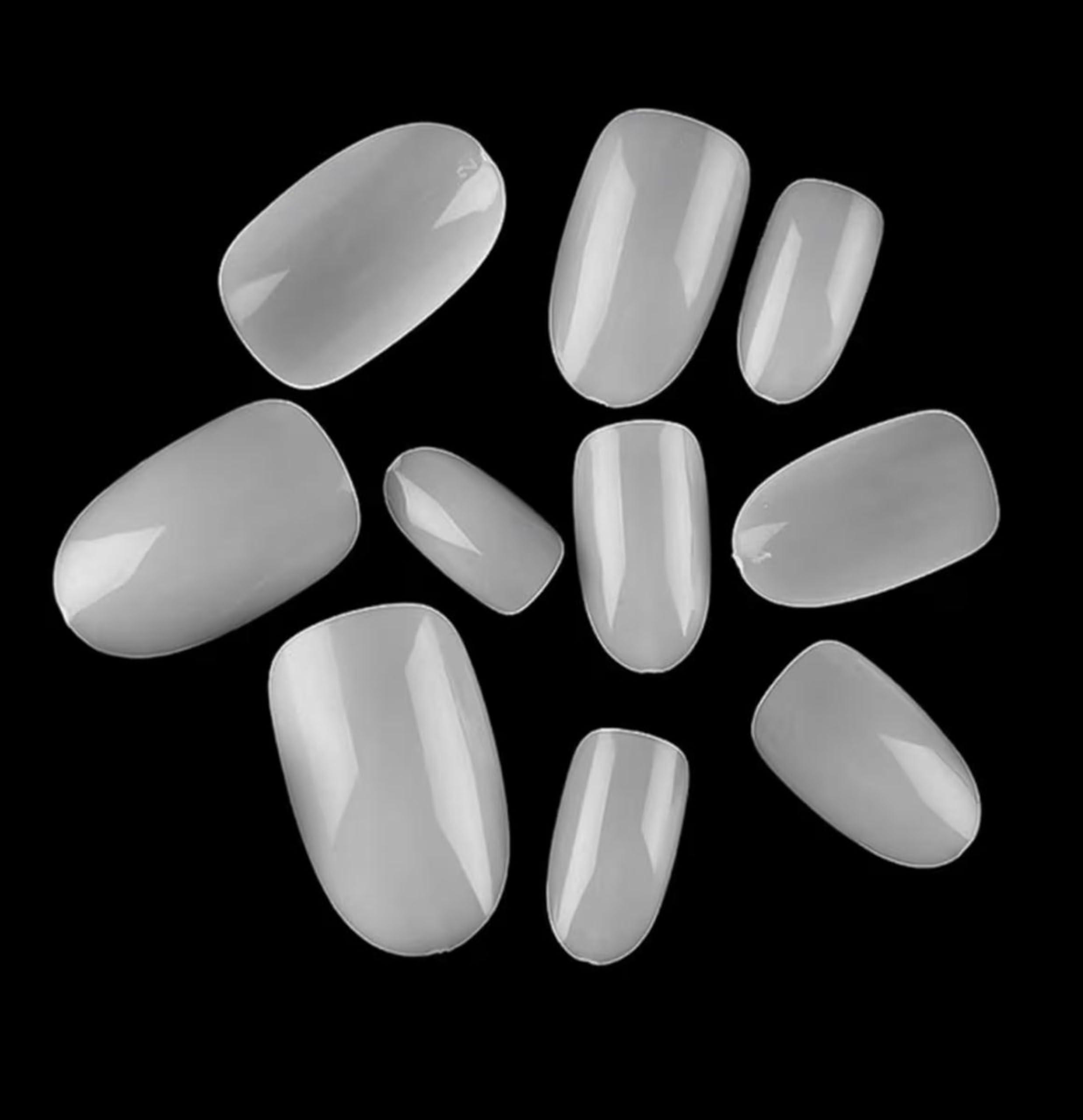 Bolt Bee 500Pcs Short Oval Fake Nail Tips | Full Cover Natural Acrylic False Nails | 10 Sizes for Perfect Fit | Press On Nail Tips for DIY Nail Art & Salon Use | Durable & Easy to Shape (Natural)-image-44