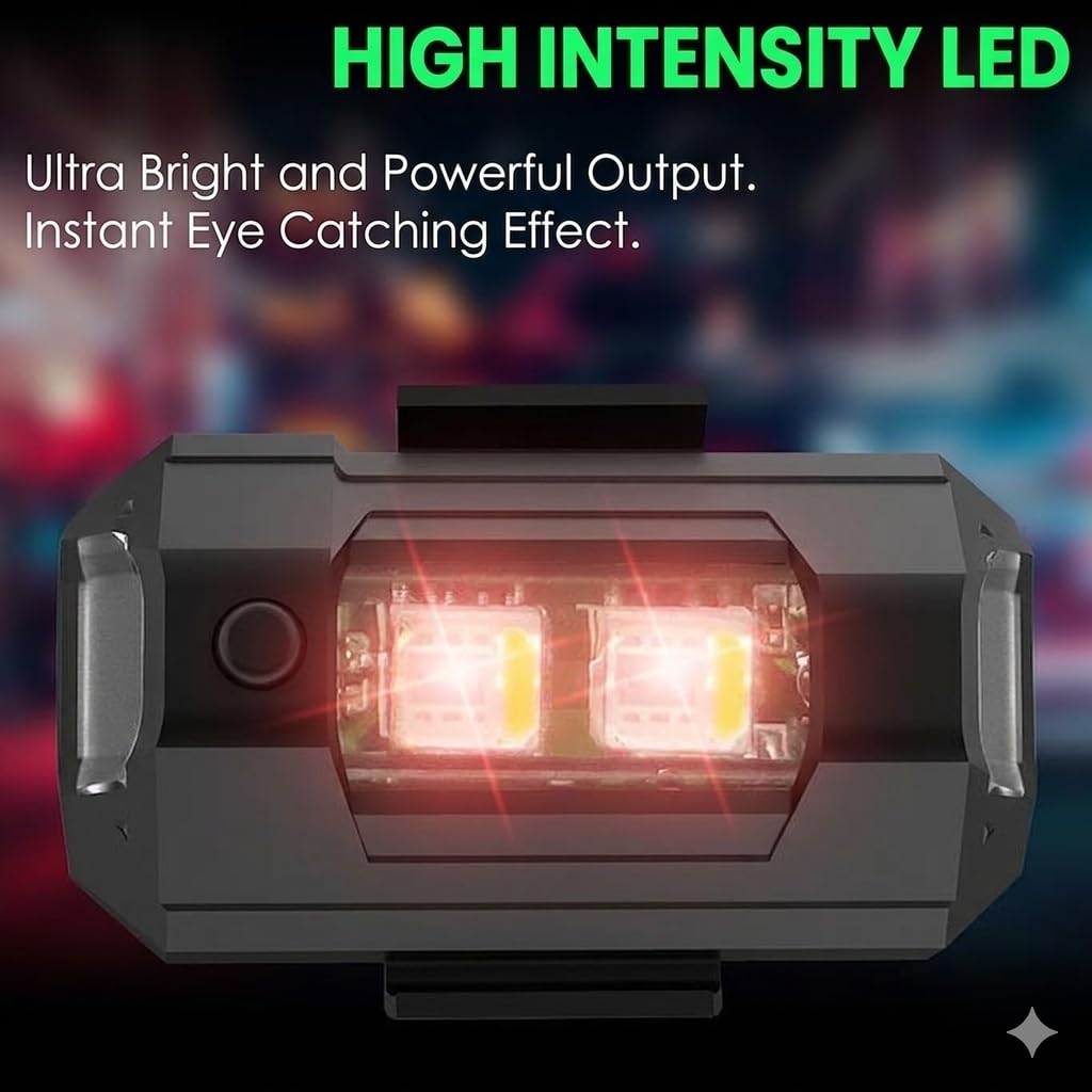 Standway Bike Light 7 Colors USB Rechargeable Waterproof LED Warning Strobe Blinker Universal Safety Signal Light for Bike, Car, Bicycle, Drone & Helmet-Multicolor Eliminator 1