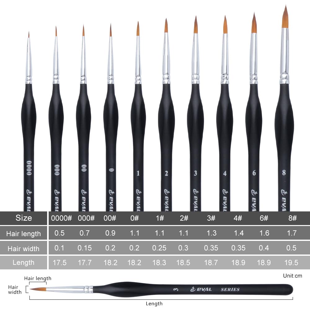 Giantree Set di 30 pennelli sottili, per dipingere con i numeri, piccolo pennello dettagliato, professionale con punta fine, per acquerello, modellismo, fai da te (#0#00#000