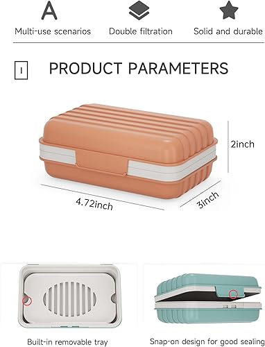 Miniatura 5 de Jabonera de viaje con tapa, soporte para barra de jabón de drenaje, funda de jabón portátil para viajes, camping, al aire libre, gimnasio, baño,