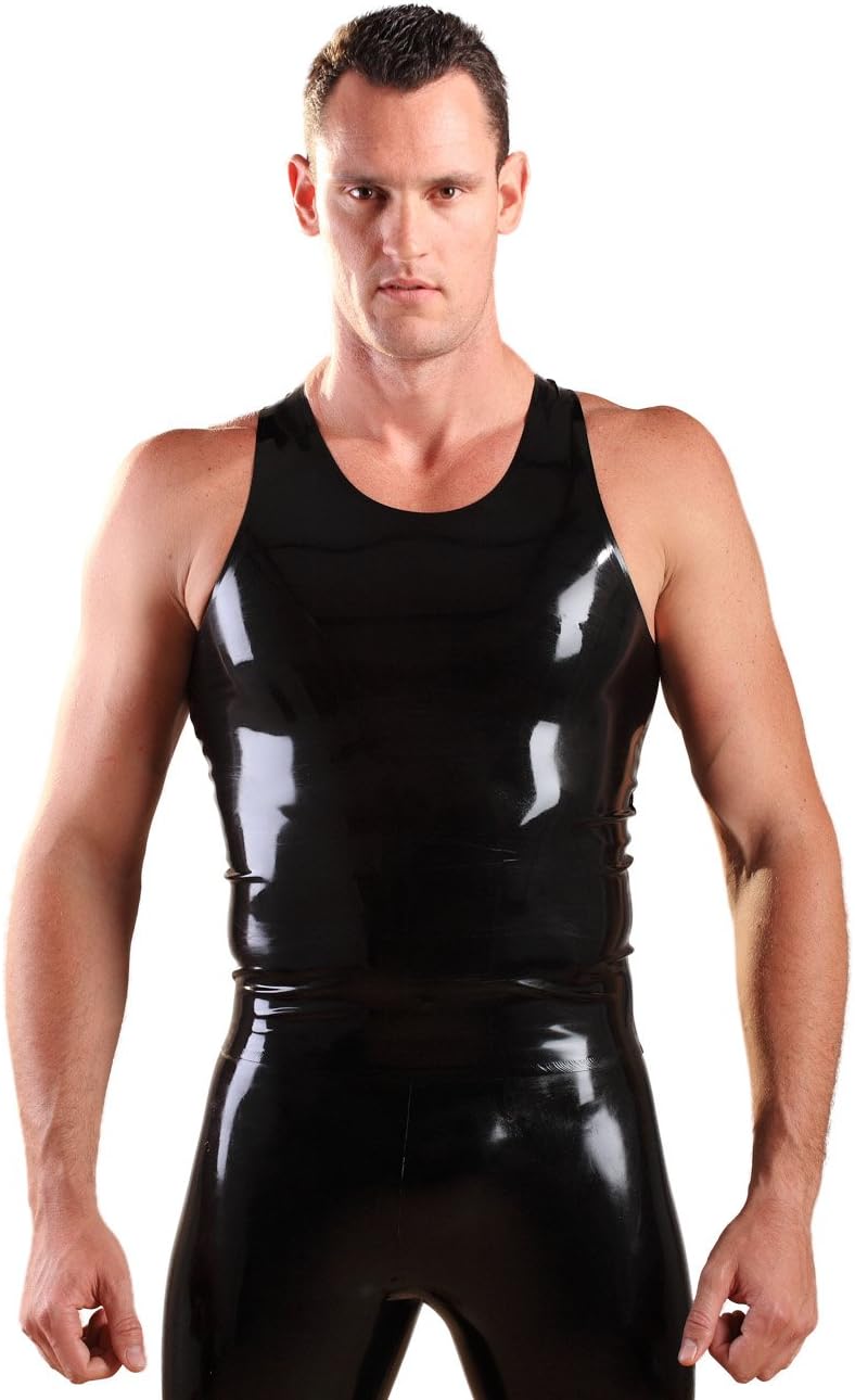 Honour Rubber Y-Back Singlet Black, Latex Clothing, Rubber Clothing