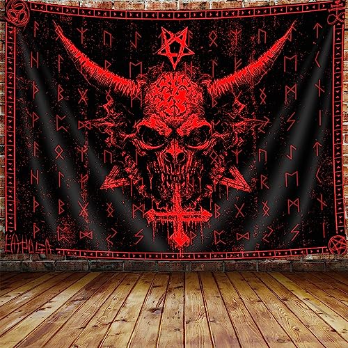 Ptrxobj Goat Head Pentagram Wall Hanging Gothic Devil Demon Symbol Living Room 60x40 inch