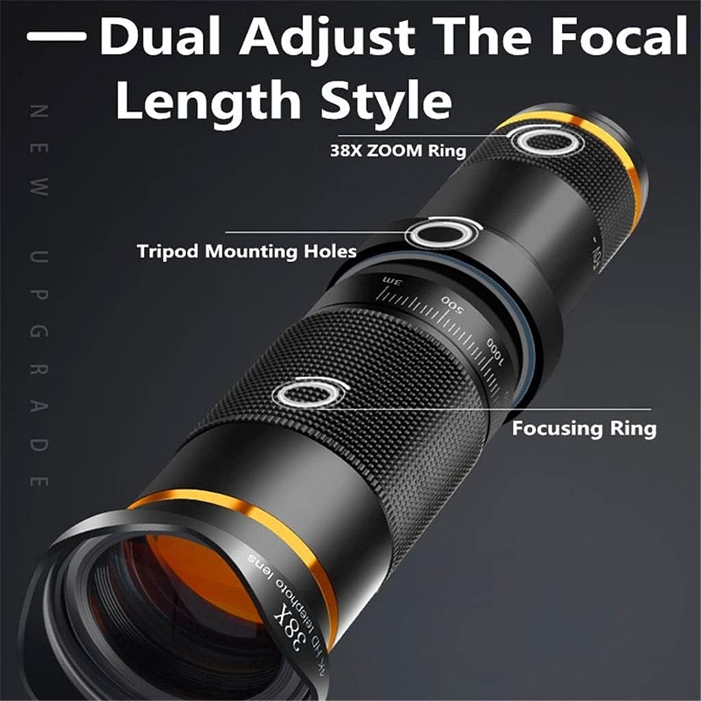 Telecope Lens 4K HD Universal Telephoto Phone Camera Lens for Smartphone Mobile Lens Kit Include Tripod (Size : Black)