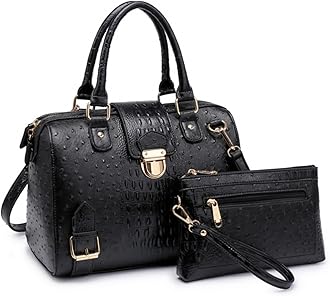 Dasein Women Barrel Handbags Fashion Satchel Bags Top Handle Shoulder Purses Vegan Leather Work Tote