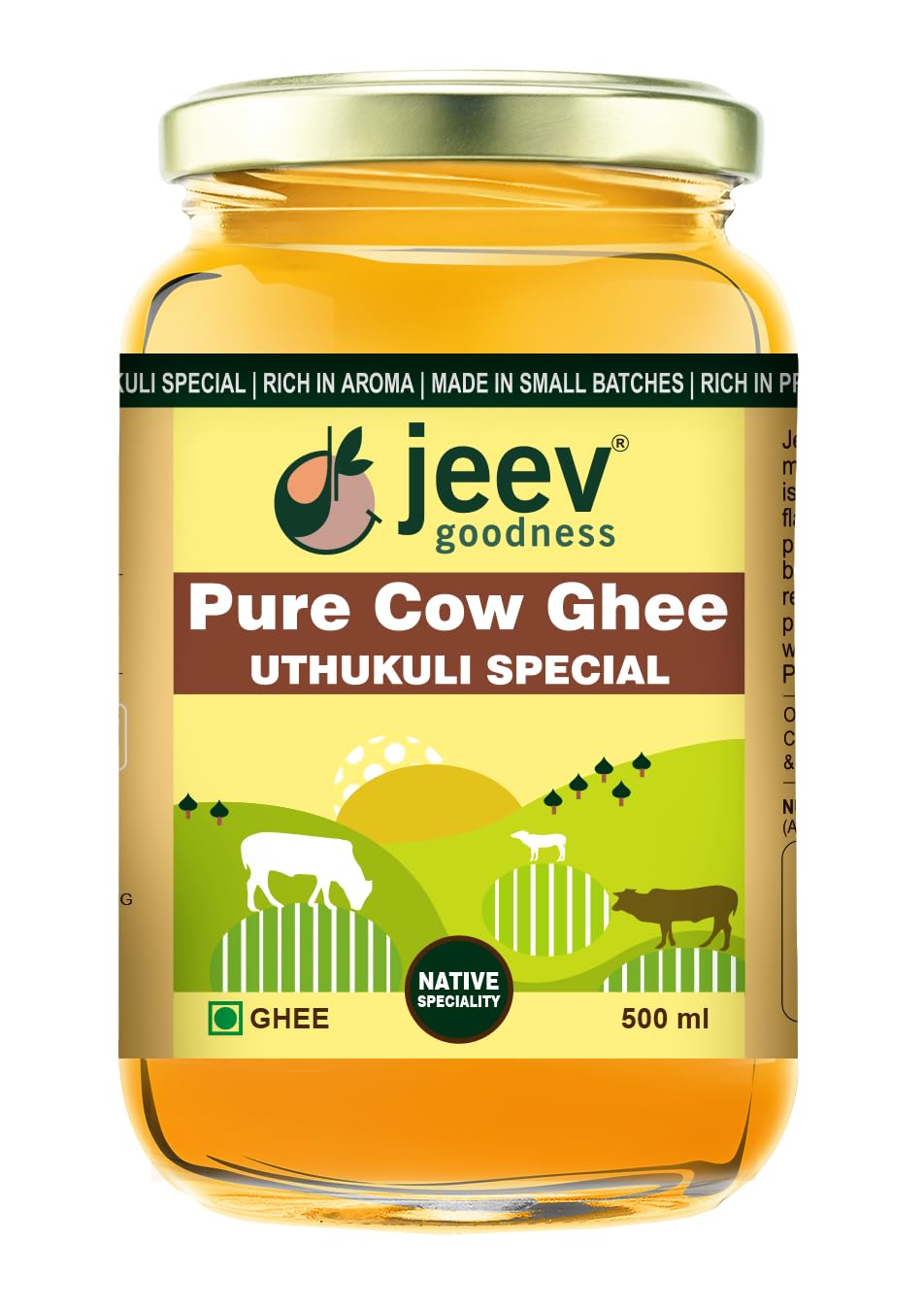 Jeev Goodness Uthukuli Pure Cow Ghee - Freshly Made | Ethically Made by Smallholder Farmers | 525 ml | Tastes and Smells Heavenly (B0D6766RL1) Amazon Price History, Amazon Price Tracker
