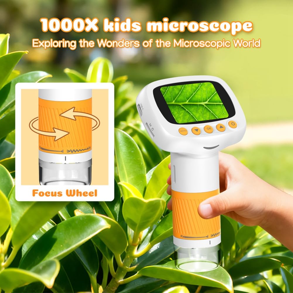 Microscopio Portatile per Bambini, Microscopio con Supporto per Bambini, Giocattolo, Regalo Educativo per Studenti