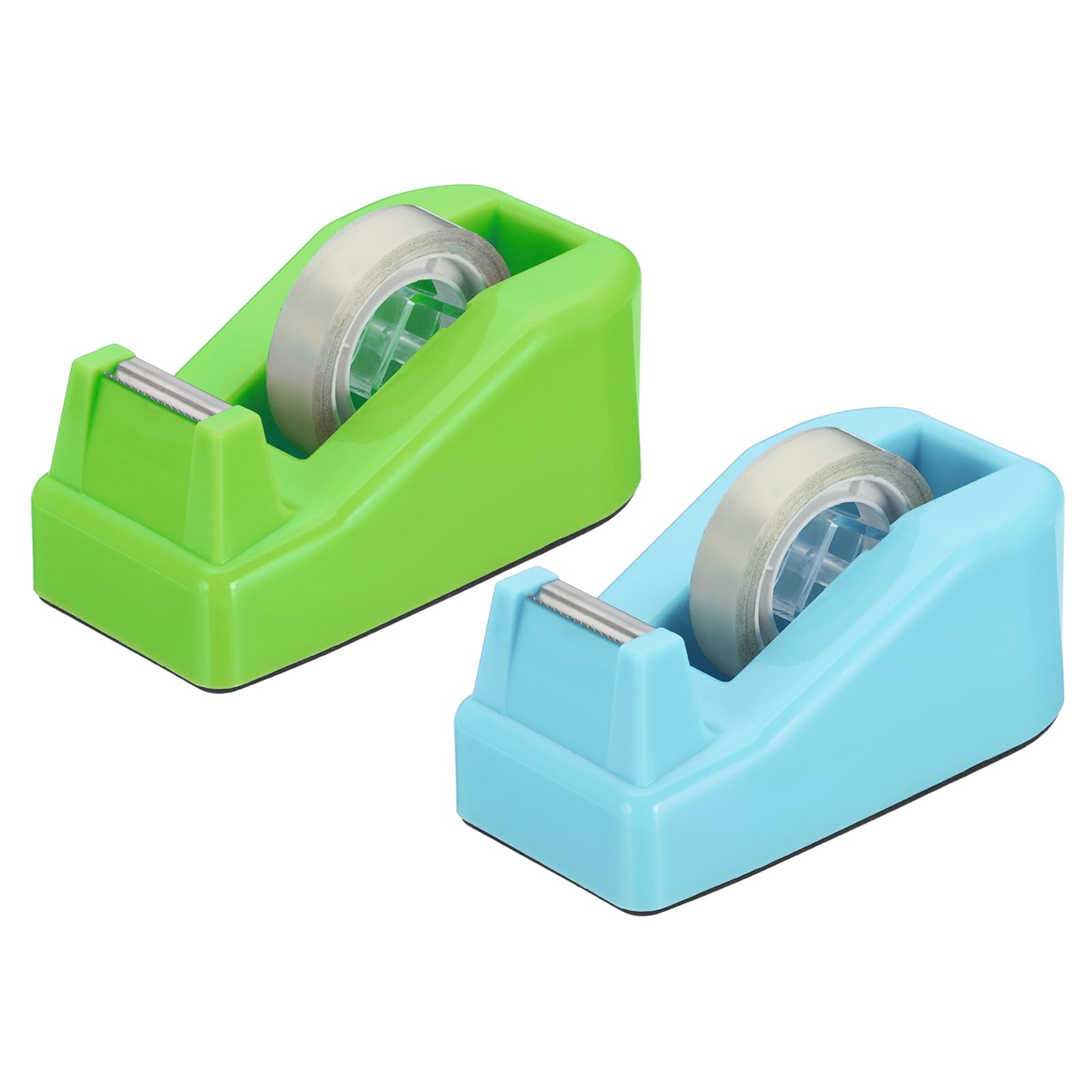 PATIKIL 2pcs Tape Dispenser Desk, Small Tape Dispenser Cute Desktop Dispenser Holder for Tape Office Desktop, Light Blue Green