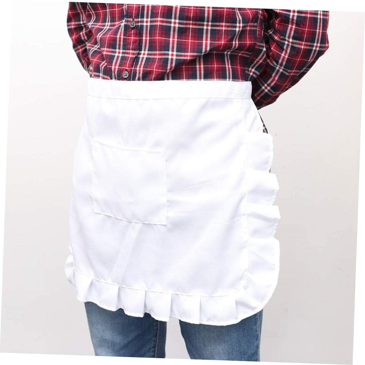 LIFKOME Delantal De Cintura Corta Con Bolsillos Delantal De Sirvienta Para Mujer es Para Asar Medio Unisex Traje es Con Bolsillos Disfraces