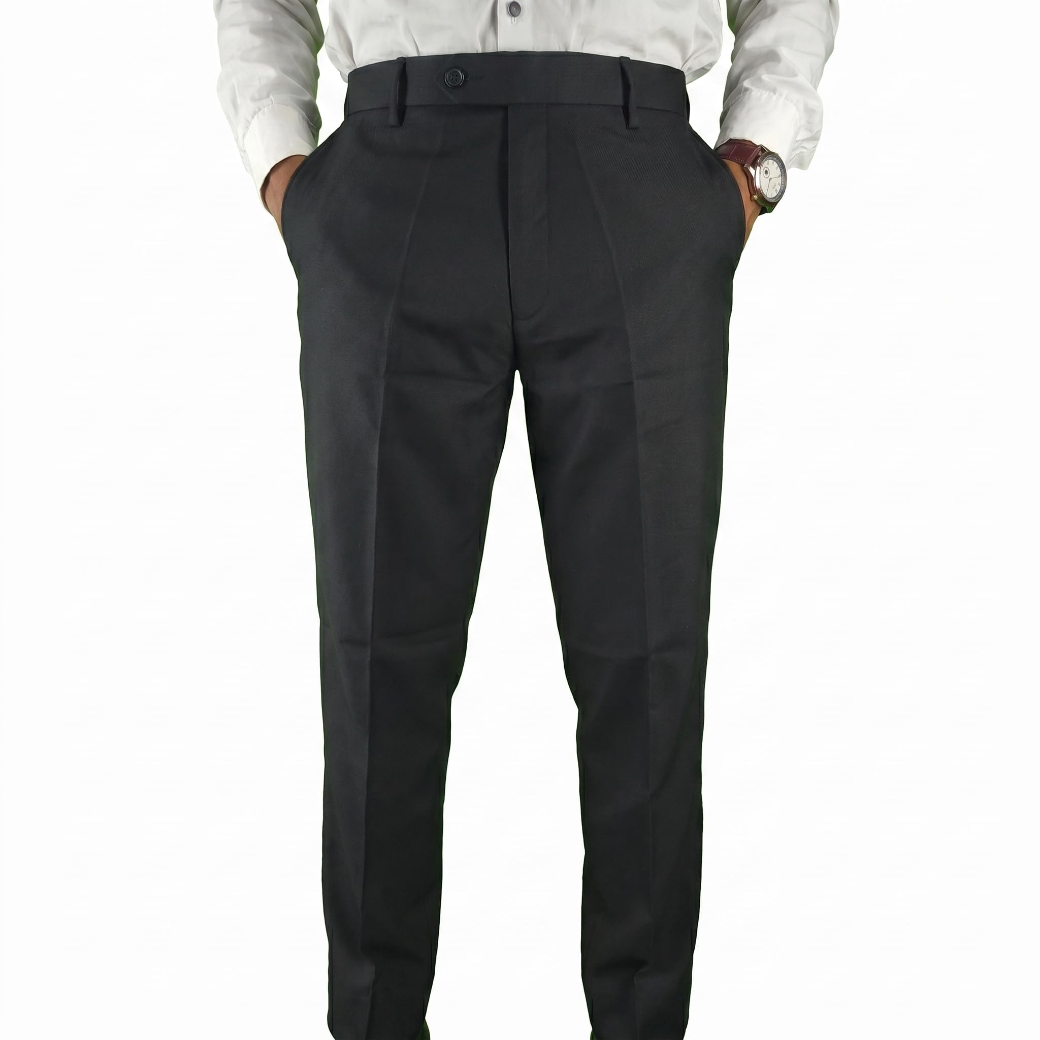 SHOFY FIRE Men's Formal Pants for Office Wear | Stretchable Wrinkle Free Regular Fit Cotton Polyester Blend Trousers | Pigeon Grey and Charcoal Black | Mens Formal Trousers Sizes 30-38-image-21