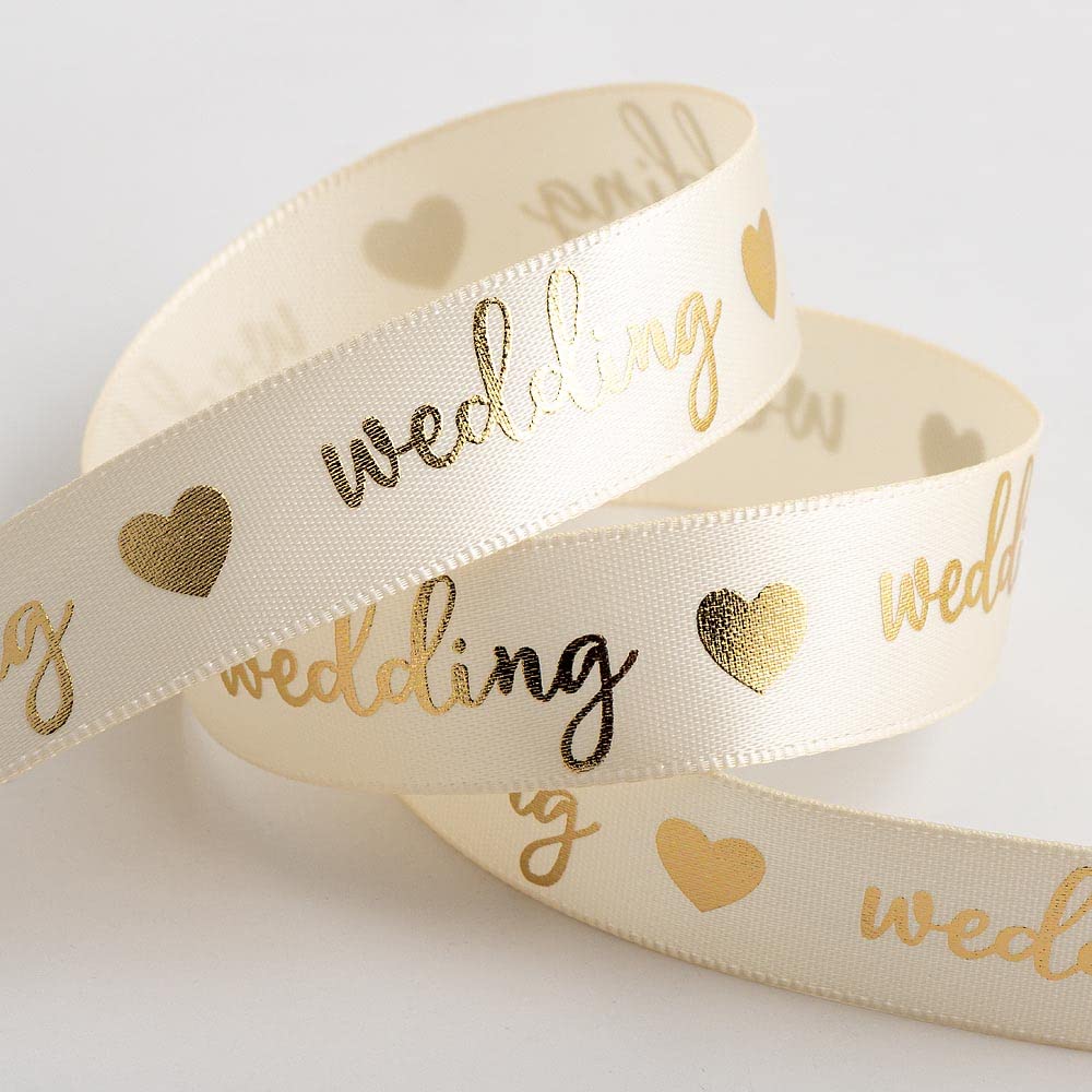 Italian Options Wedding Ribbon Cream/Gold Satin (16mm x 10M)