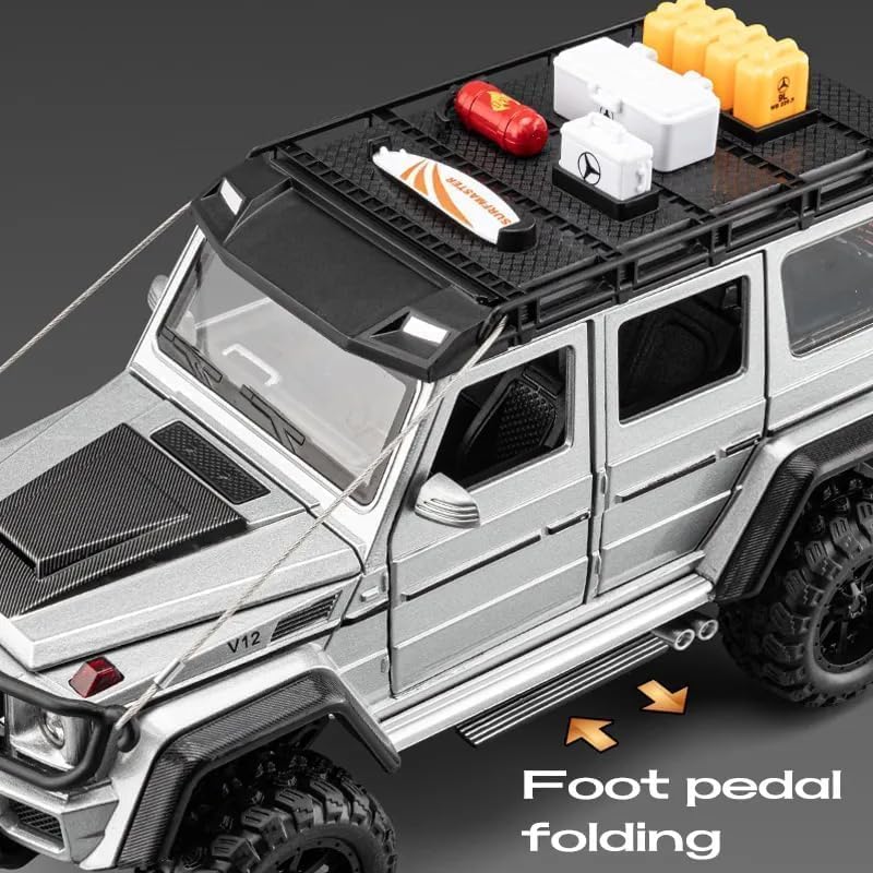 Image of 1:24 Scale Big Brabus G550 4X4 Metal Diecast Car for Kids with Openable Doors, Sound, Light Effects, Pullback Function, Black
