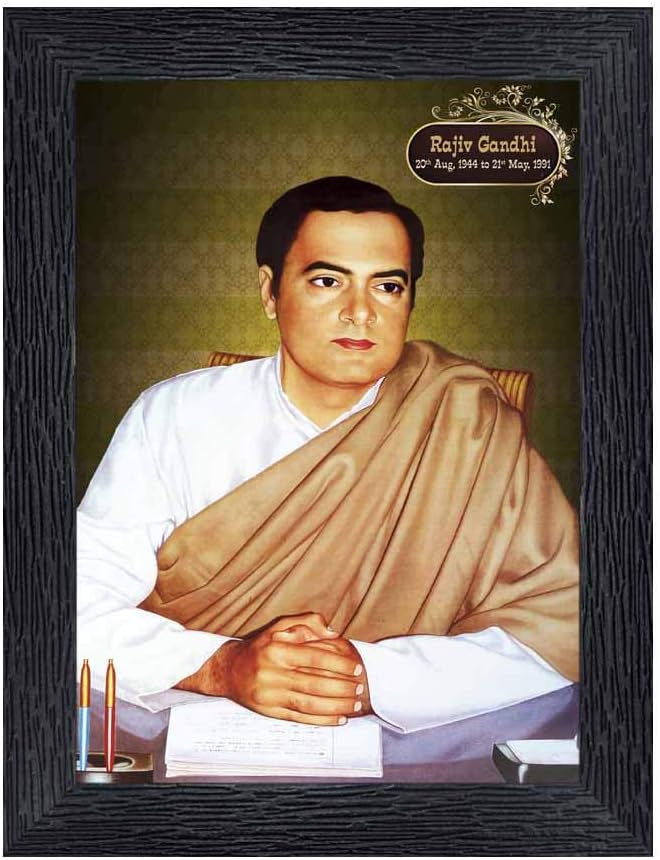 Rajiv Gandhi Wood Photo Frames with Acrylic Sheet (Glass)(photoframe,Multicolour,8x6inch)-19765
