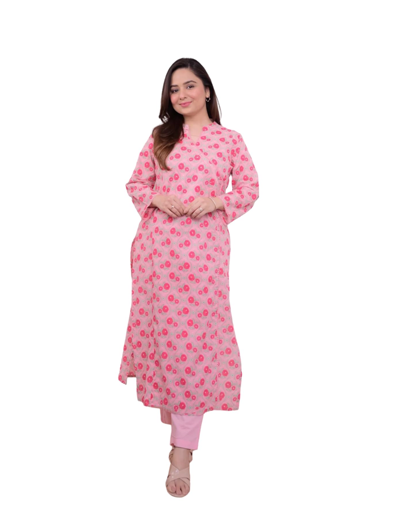 Fabnex Cotton Blend Regular Women Kurta Set (K-56-Pink-S_Pink
