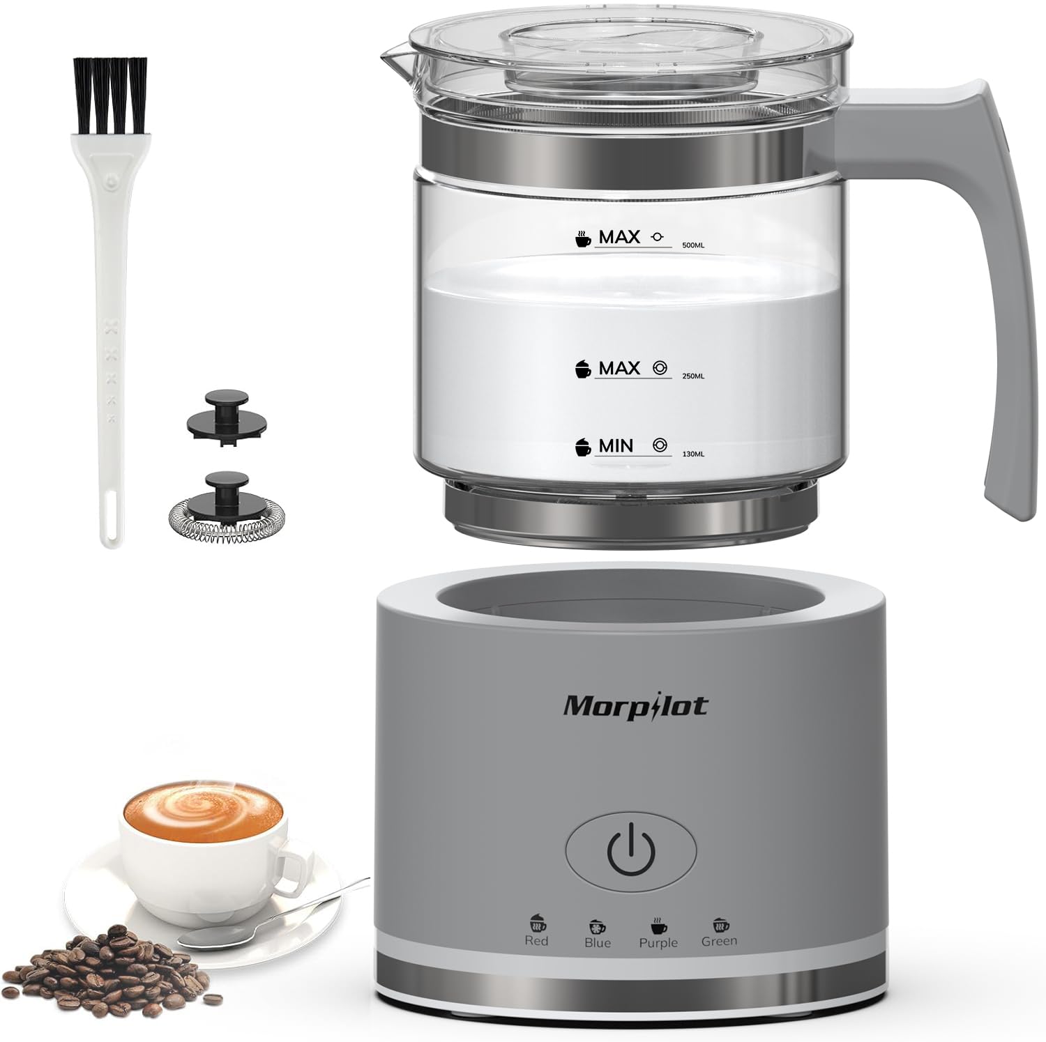 Morpilot Espumador de Leche Eléctrico, Calentador Leche 4 en 1, para Espuma Caliente y Fría, 240ml 400W, Negro — view 18
