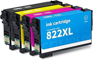 822XL Ink Cartridges Remanufactured Replacement for Epson 822 822XL T822 T-822 822 XL Combo Pack for Workforce Pro WF-4833 WF-3820 WF-4820 WF-4830 WF-4834 Printer Ink (Black, Cyan, Magenta, Yellow)