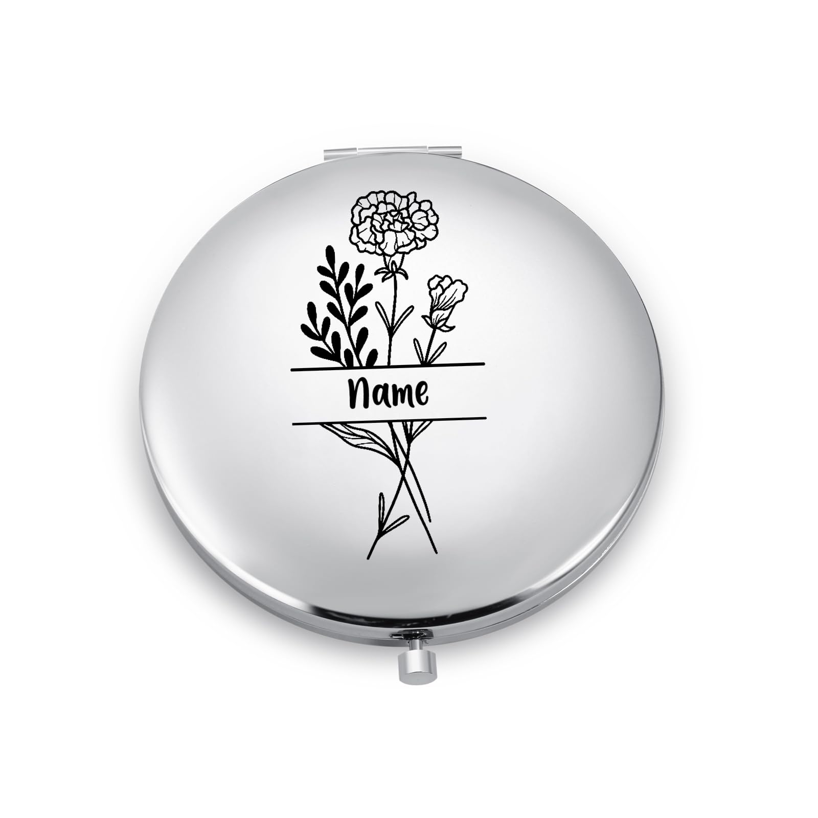 Personalized Compact Makeup Mirror for Girls: Engraved Pocket Silver Mirror for Travel - Custom Mirror for Daughter Sister Bridesmaid - Portable Small Mirror for Christmas Birthday Wedding Party
