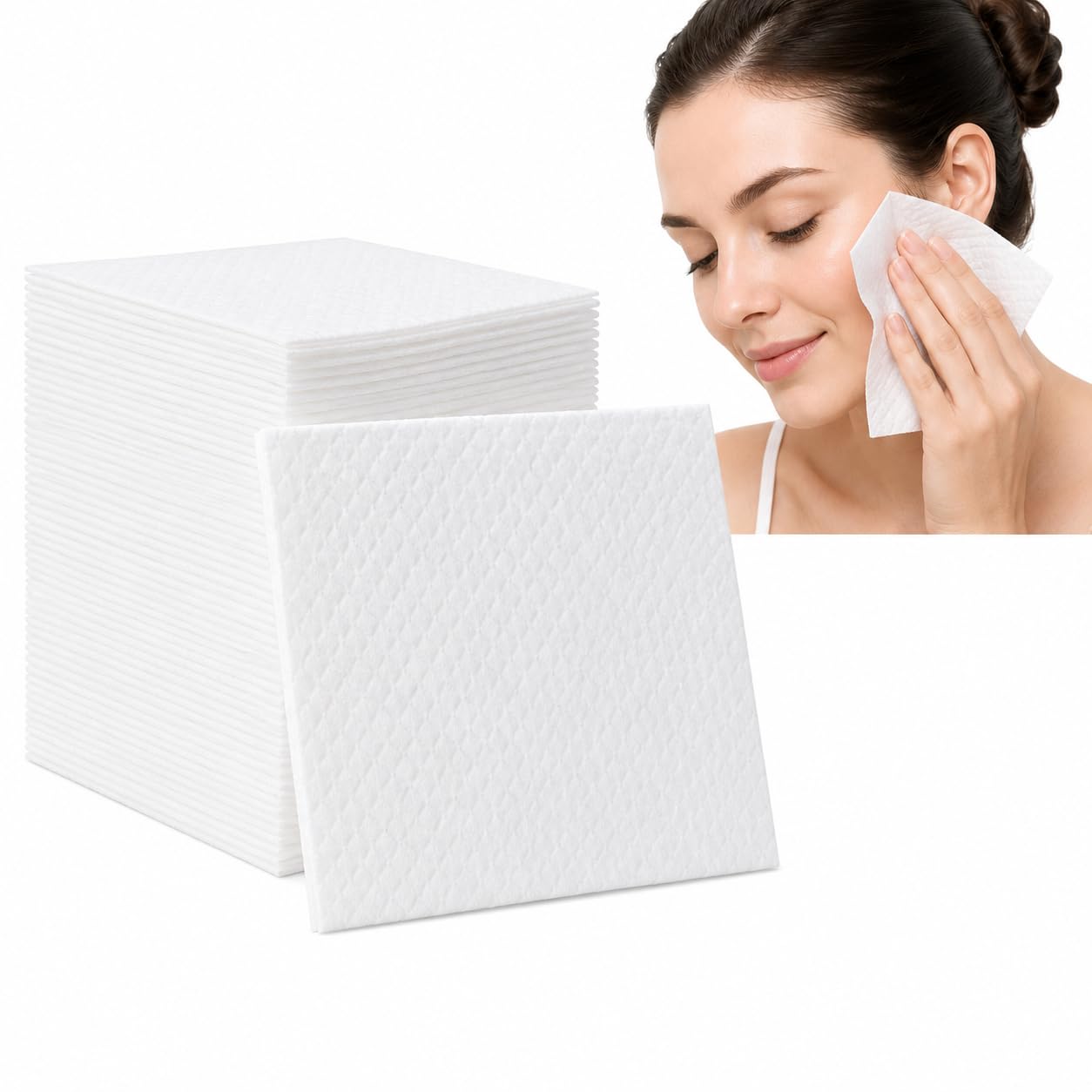 Disposable Face and Hand Towel | Ultra Gentle Face Towels for Travelling, Spa, Beauty Parlour, Hotel, and Hospital | Non Woven 70 GSM | 12" X 12" inches - White (Pack of 100)-picture-53