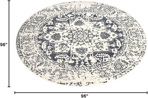 Miniatura 2 de Safavieh - Alfombra envejecida, color crema y azul marino, estilo medallón, colección Madison