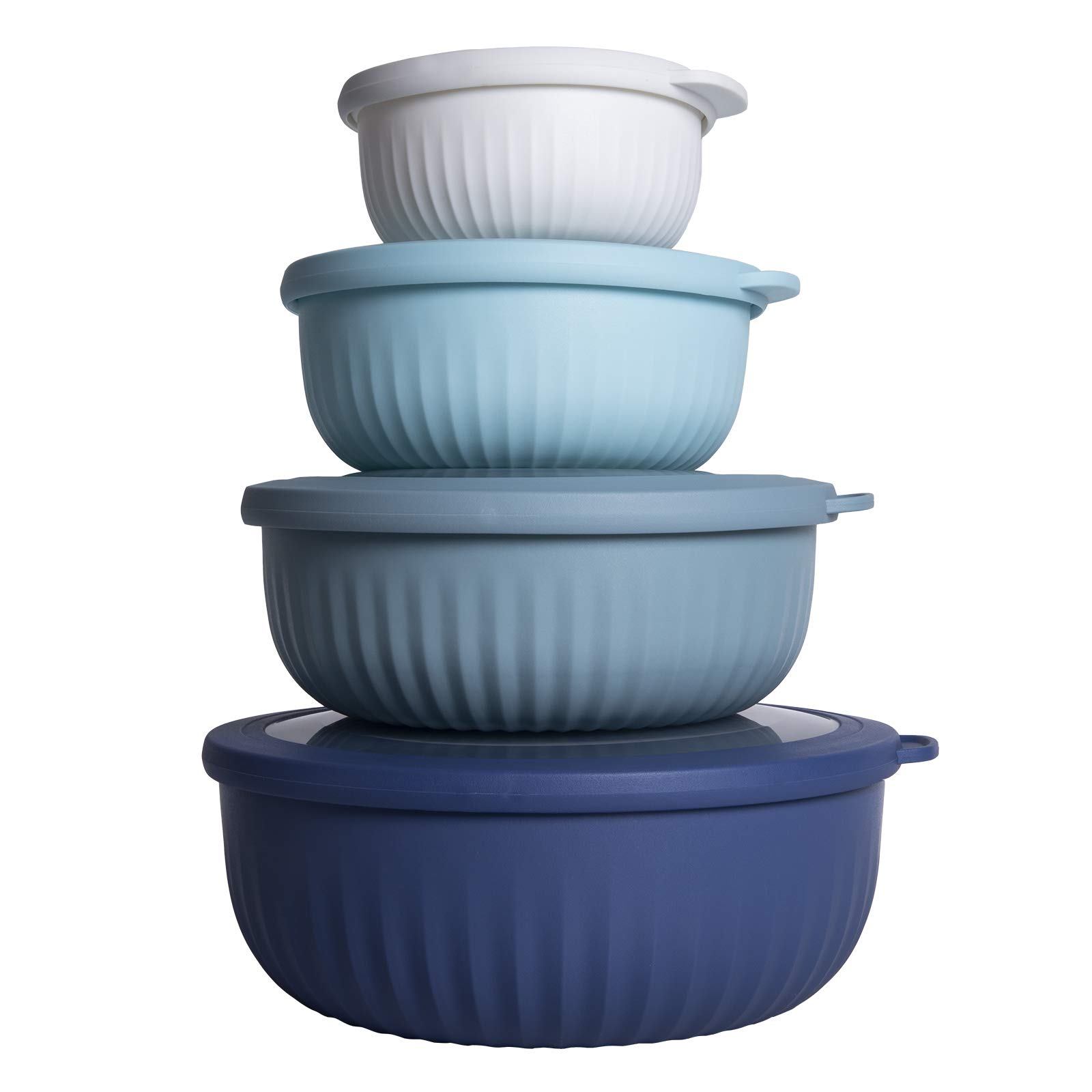 COOK WITH COLORPrep Bowls - 8 Piece Nesting Plastic Meal Prep Bowl Set with Lids - Small Bowls Food Containers in Multiple Sizes (Blue Ombre)