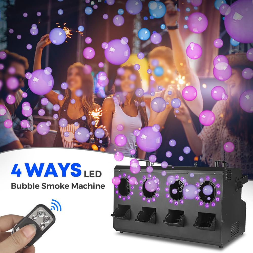 Maszyna Do Baniek Mydlanych,Maszyna Do Baniek Dymnych,3000 W,Z Diodami LED,Może Wytwarzać Bańki, Dym, światła, Zdalne Sterowanie/Ręczne Użytkowanie, Nadaje Się Na Imprezy, Na Zewnątrz