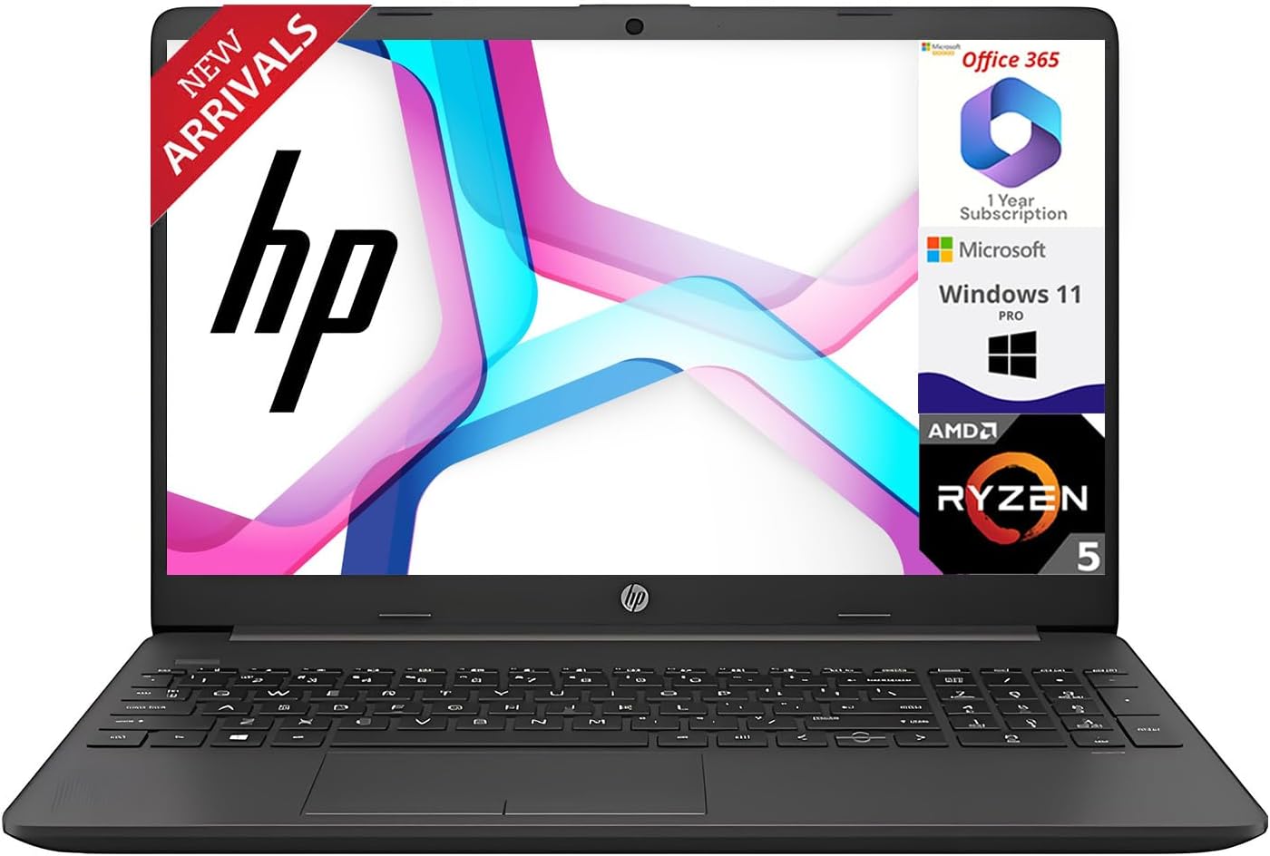 HP 2025 15.6" Business Laptop with Microsoft Office 365, AMD Ryzen 5 5500U Processor (Outperforms i7-1165G7), 16GB RAM, 1TB SSD, Ultra Quiet, Long Battery Life, Windows 11 Pro, WOWPC USB