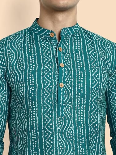 Image of Vardha Men's Cotton Printed Short Kurta with Comfortable Fit and Simple Style and Regular Look | Kurta for Men