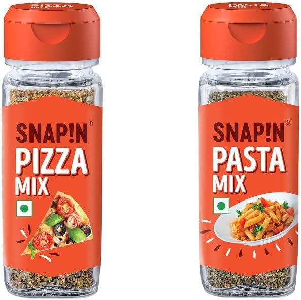 Snapin Pizza Mix and Pasta Mix Glass Bottle, (45g + 25g)