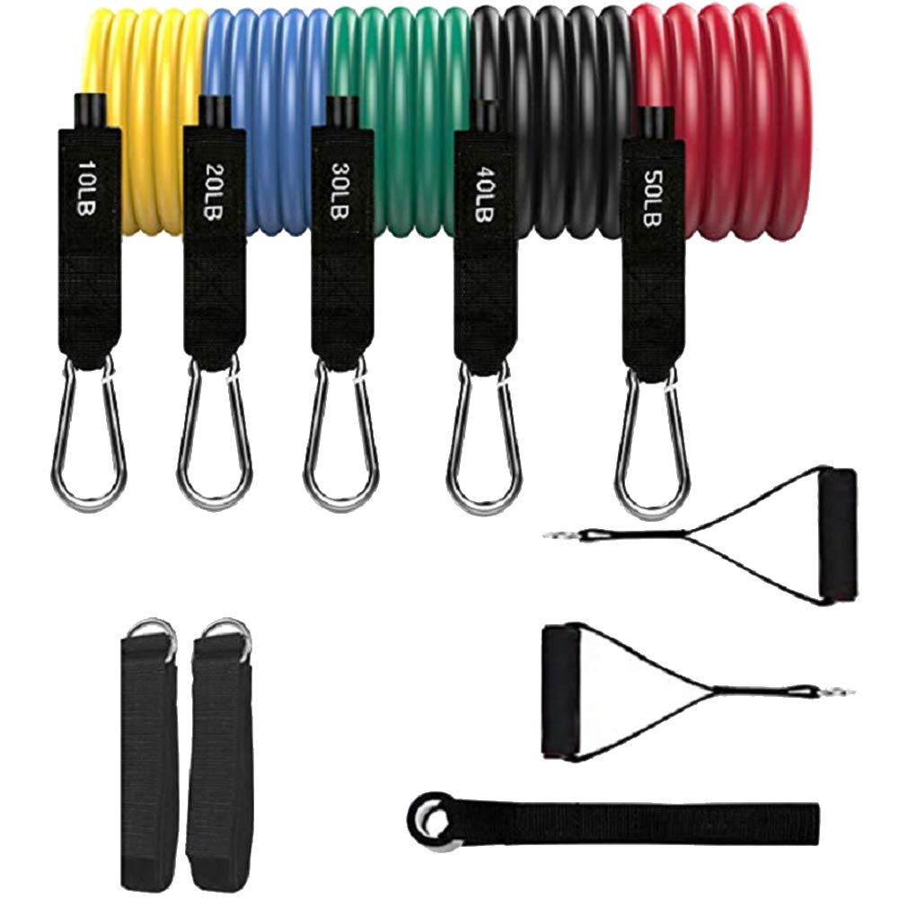 DongBao Resistance Bands Set, 11er Pack Fitnessband,150lbs,Workout Bands mit Türanker & Griffen für Fitness, Yoga, Heim-Fitnessgeräte für Männer/Frauen