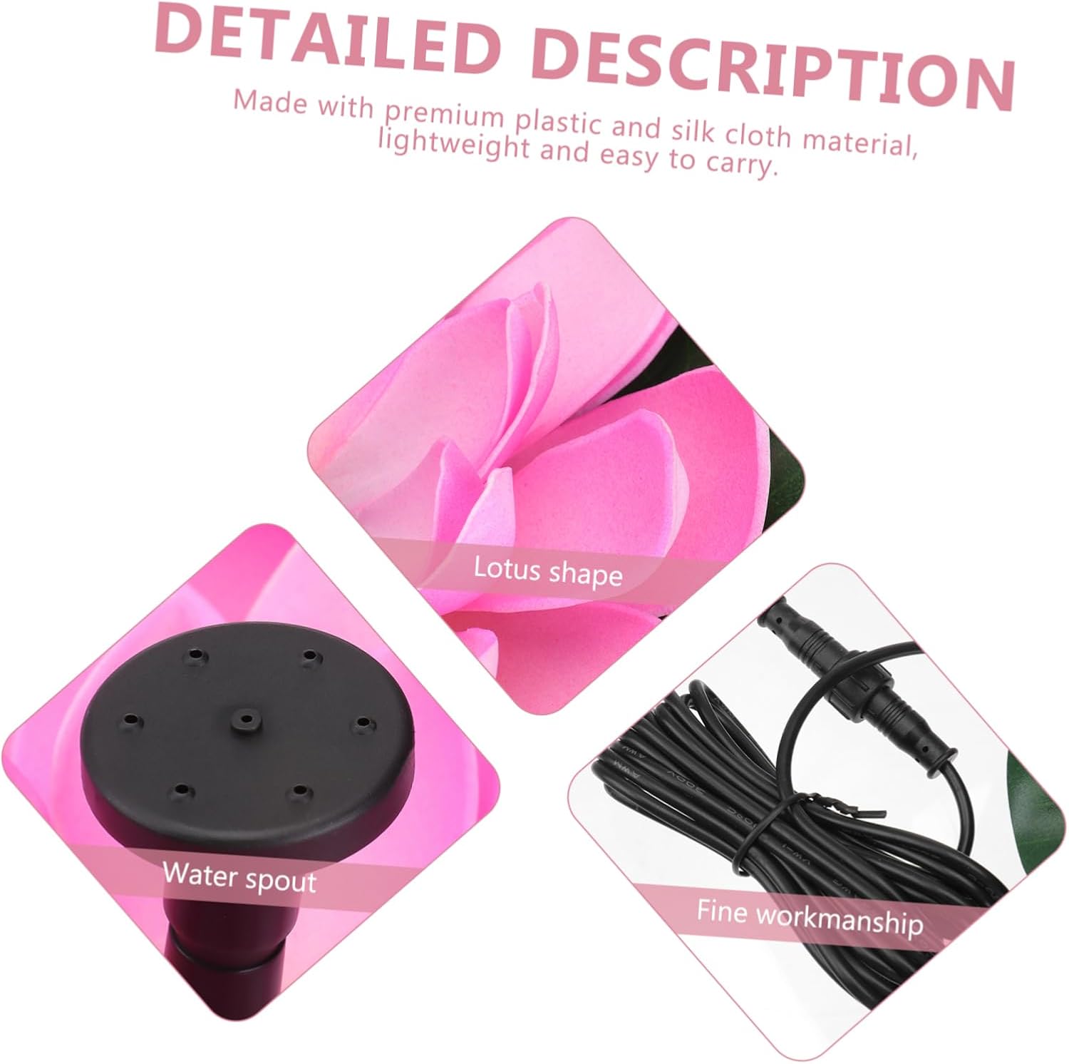 Lotus Shaped Solar Fountain Aquarium Decor Landscape Supply Floating Solar Water Pump