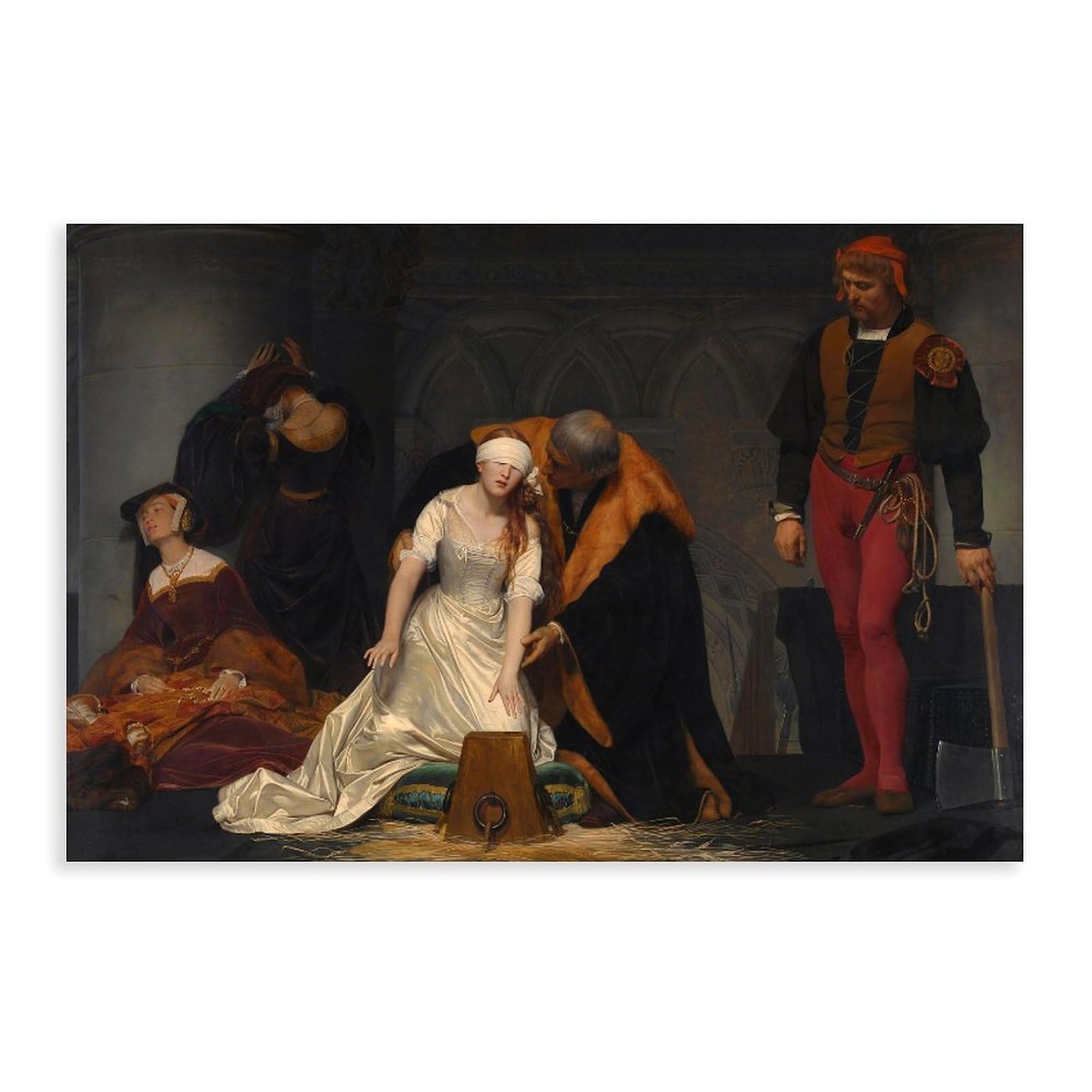 WCYB The Execution of Lady Jane Grey by Paul Delaroche Posters Prints Canvas Deco Paintings Wall Art Unframe 24" L X 36" W