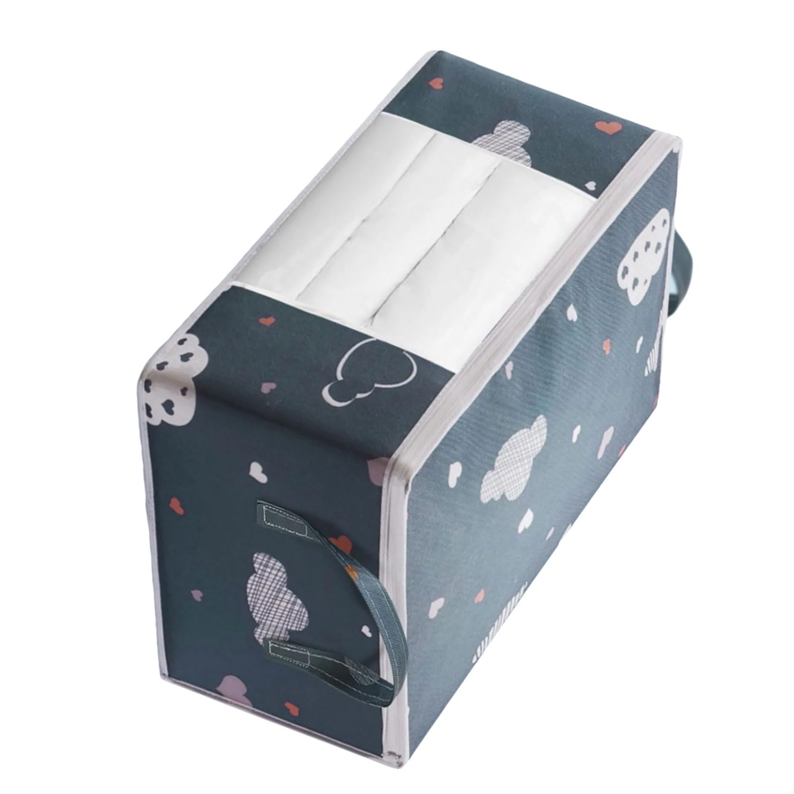 Fabric Storage Bag for Seasonal Clothing Bedding Storage Organiser for Bedding Blankets Zippered Clothes Holder Foldable Clothes Organiser with Reinforced Handle