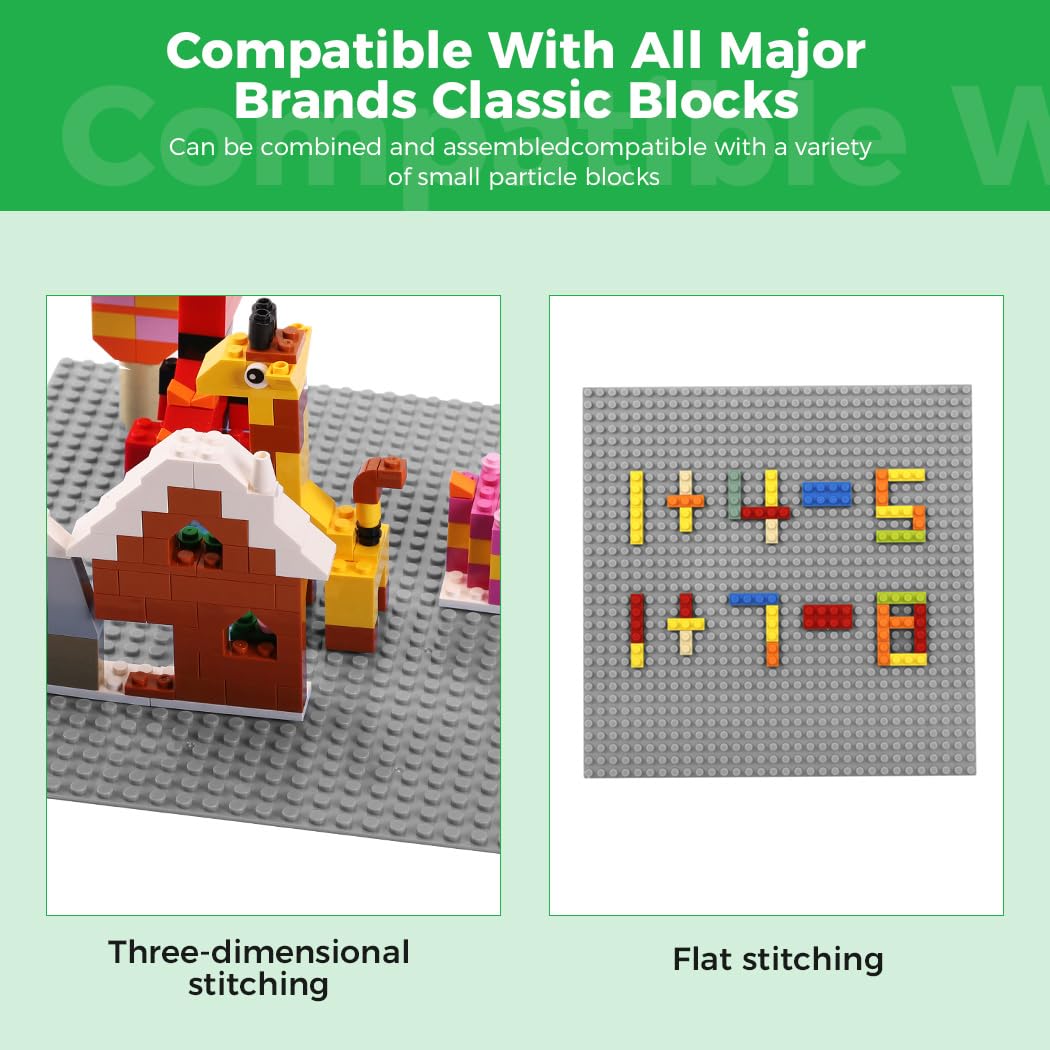 Set Da 12 Piastre Da Costruzione Etarnfly 25x25 Cm: Base Verde, Blu E Sabbia, Compatibile Con Mattoncini, Regalo Creativo Per Bambini Dai 3 Anni