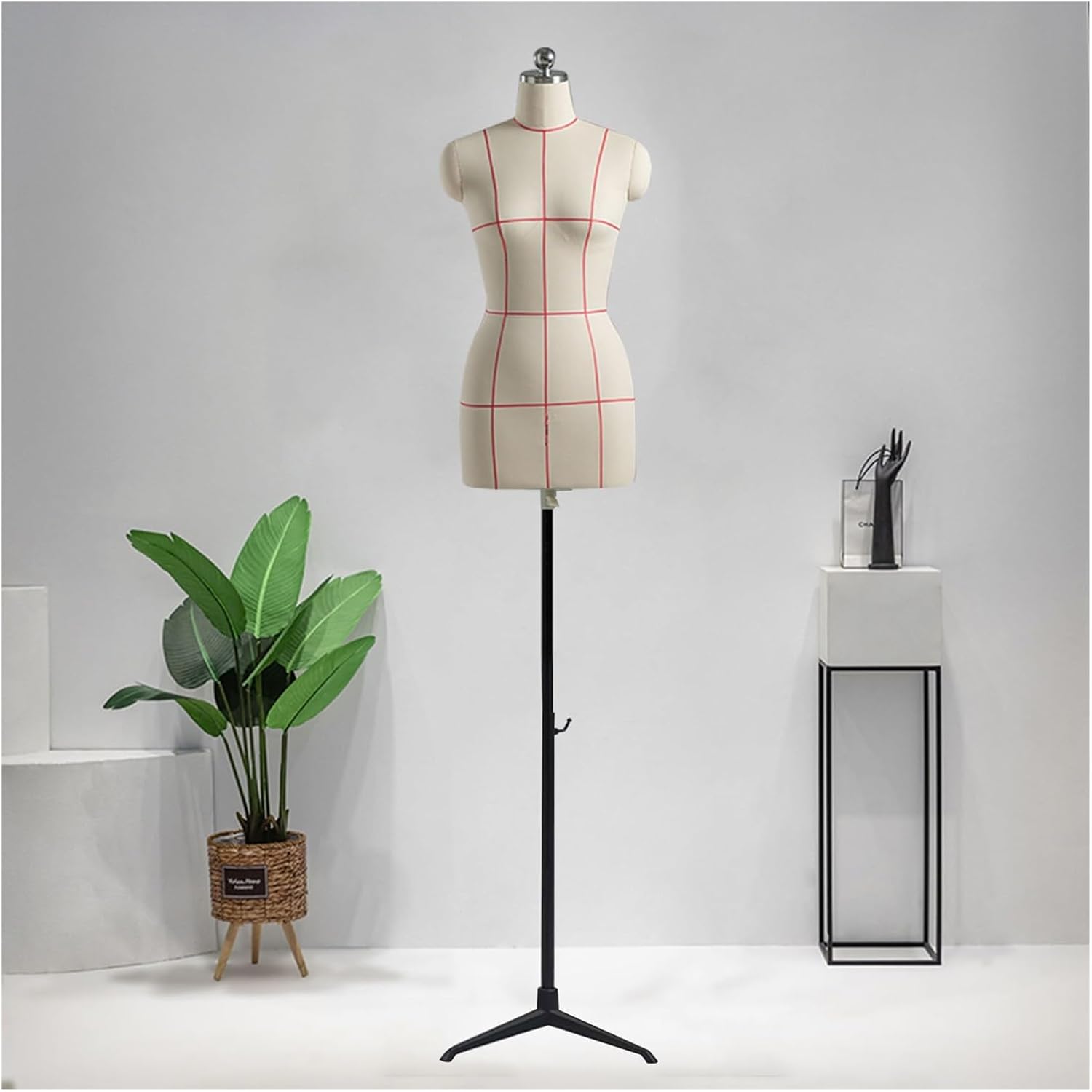 Female Dress Form Female Torso Thread Laying Design Form Dressing Model, Adjustable Height Body with Metal Stand for Clothing Dress Jewelry Display Female Dre,A-86#