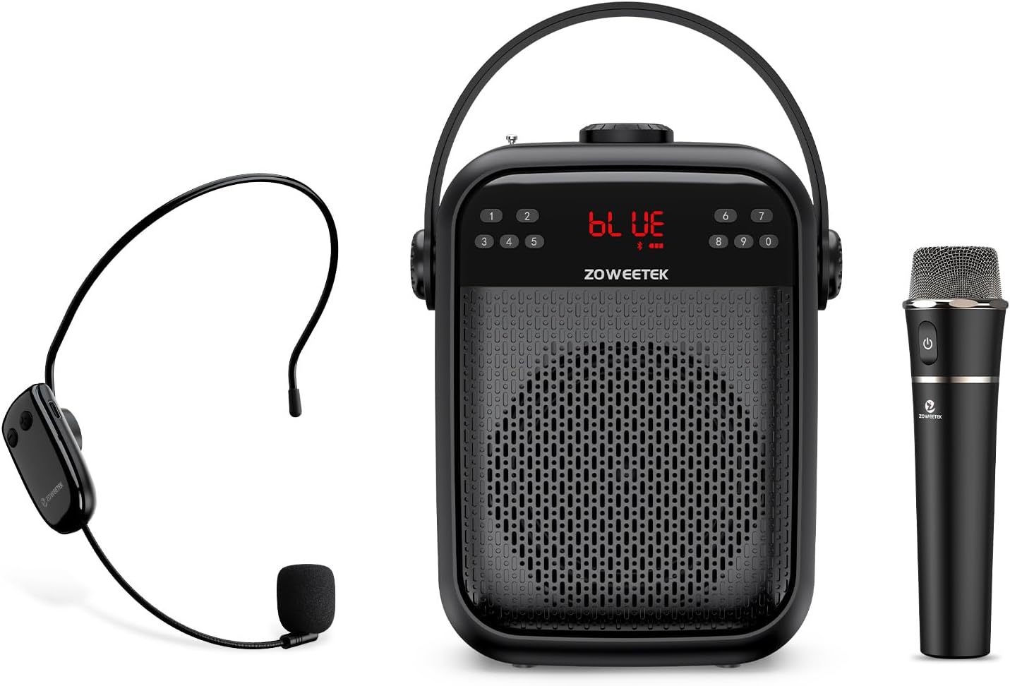 ZOWEETEK Wireless Voice Amplifier Handheld and Headset Microphones for Teachers, Voice Amplifier Microphone, Portable Megaphone Buletooth Speaker for Classroom, Meeting, Group outings, Party, Karaoke