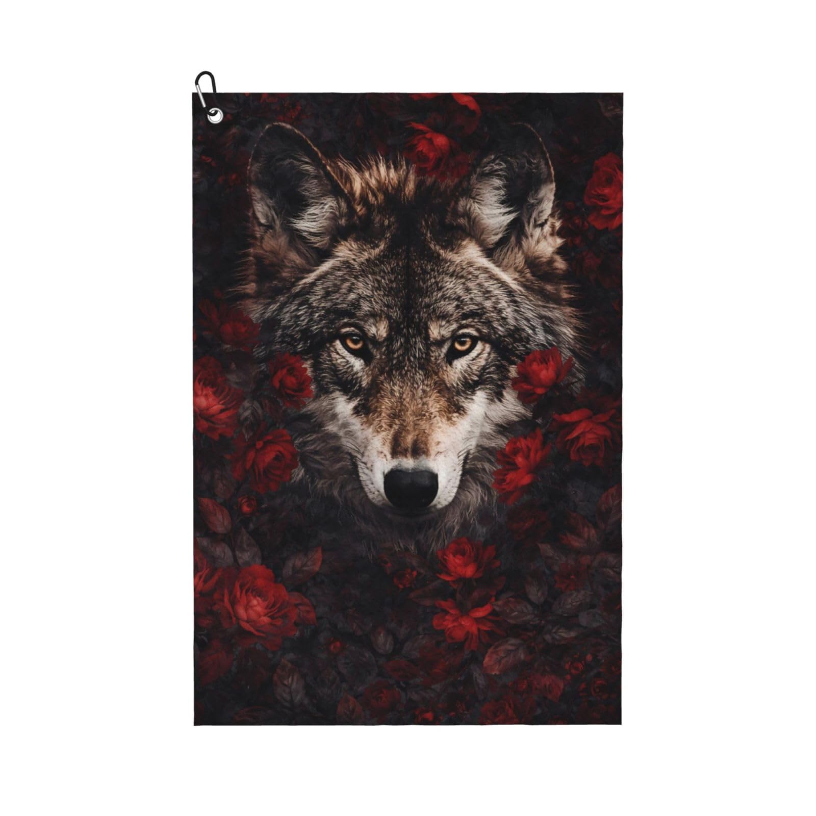 Oudrspo Romantic Dark Aesthetic Wolf Rose Multi-Functional Golf Towel | Absorbent Quick Drying 16x24in