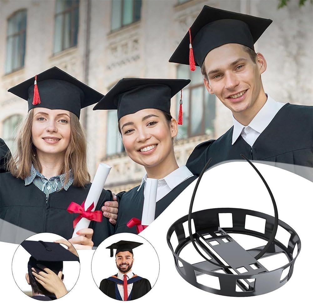 Graduation Cap Headband—2025 Adjustable Grad Cap Headband Remix Secure Your Caps, Graduation Hat Insert (Black, 1) - Image 4