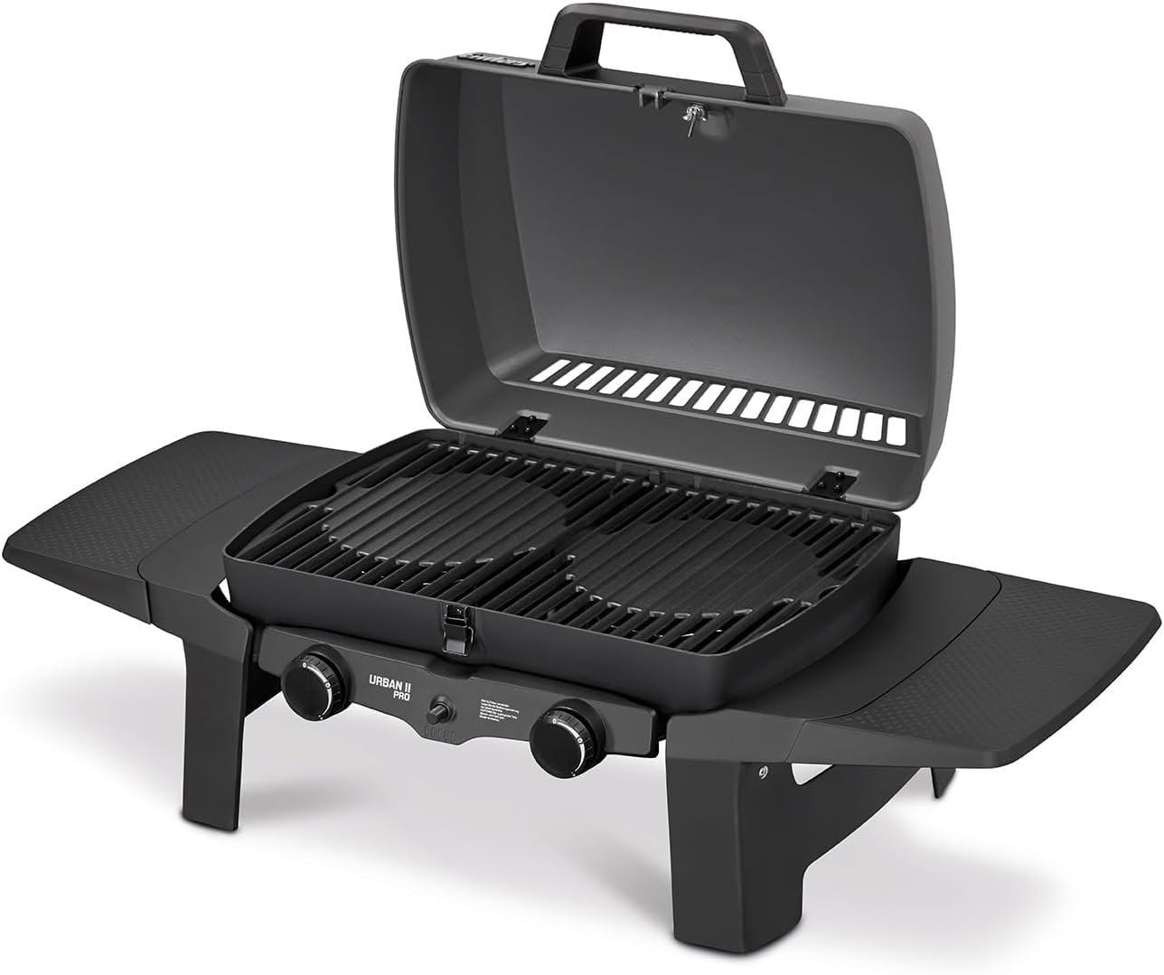 Enders Urban Pro II Barbacoa de Gas portátil, barbacoa de sobremesa, Parrilla Gas 2 Quemadores con Tapa, Termómetro y Estantes Laterales Abatibles, BBQ para camping jardín exterior, 30 mbar #206233