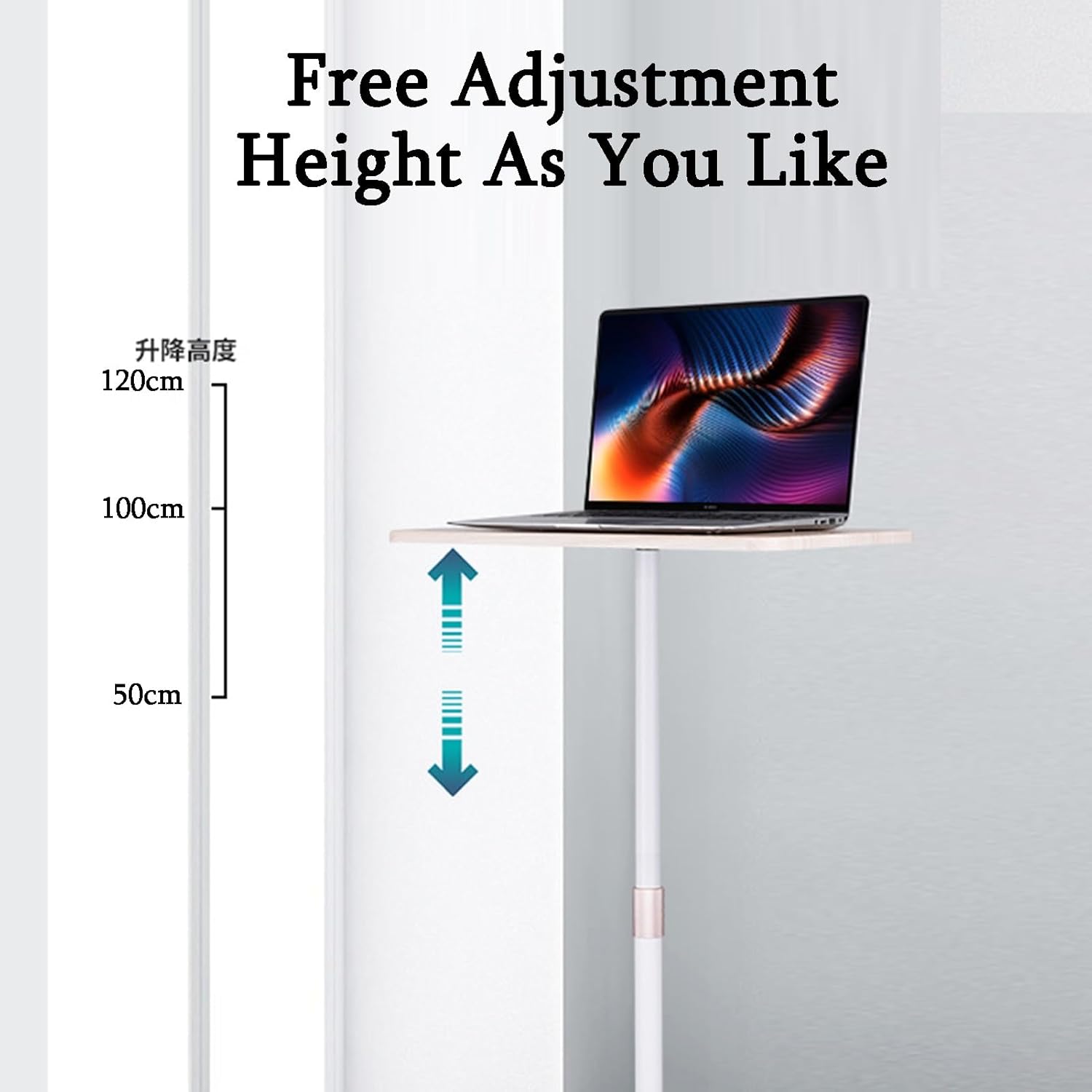 Laptop Floor Stand,Movable Standing Workbench,Adjustable Projector Shelf,Suitable for Home Outdoor Office,Easy to Move(Black)