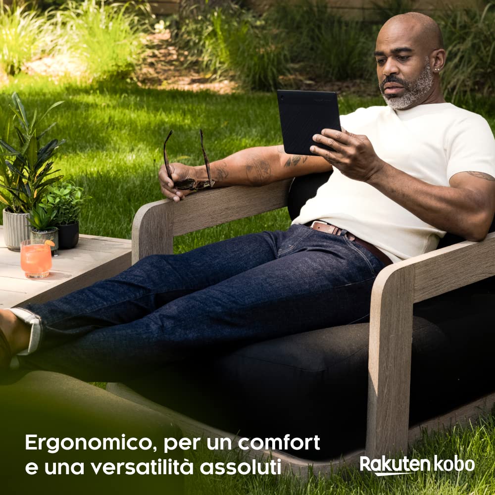 Kobo Sage | eReader | Touchscreen antiriflesso 8" HD | Impermeabile | Luminosità e temperatura colore regolabili | Riduzione luce blu | Bluetooth | WiFi | 32 GB | Tecnologia Carta E Ink