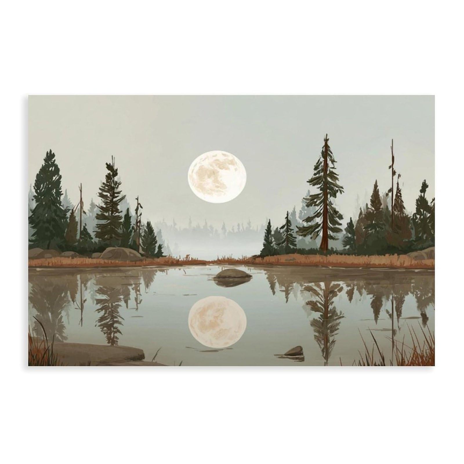 Bareronor Moon Woodland Canvas Poster for Dorm Room Decor Gift